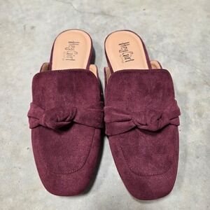 Hey Girl by Corkys Burgundy  Faux Suede Knotted Mule Flats Women Size 9